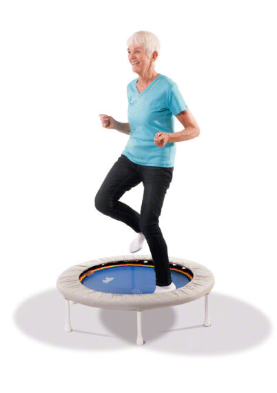 Trimilin Trampolin Med, 36 Federn, Ø 102cm, für 40-100kg, Matte blau, Randbezug silber