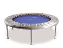 Trimilin Trampolin Superswing Plus mit Klappbeinen, mit Gummikabel, Ø 120 cm, für bis zu 80 kg, Matte blau, Randbezug silber