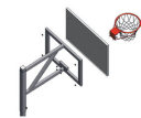 Basketball-Einmast-Übungsanlage / Streetballanlage, Zielbrett höhenverstellbar, Ausladung 1 m