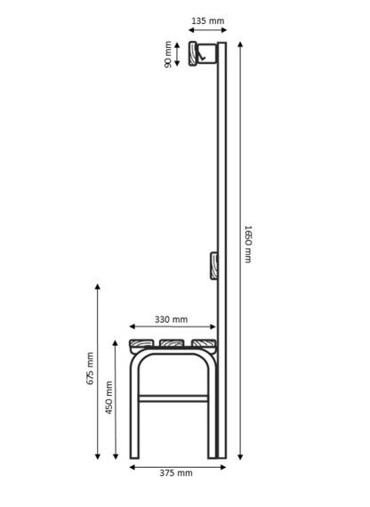 SYPRO® System-Umkleidebank Alu/Stahl, Typ B, 2000mm