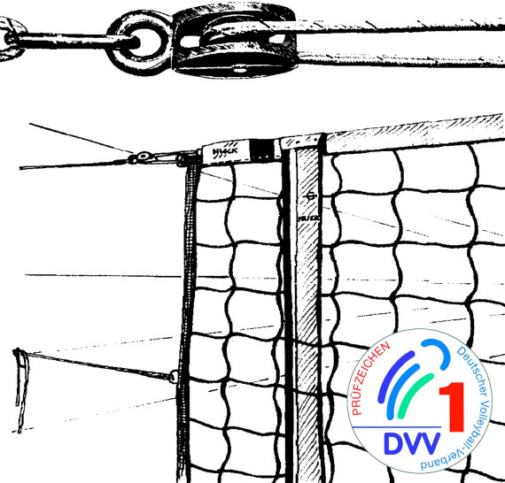 Huck Volleyballnetz Turniernetz Smash mit Umlenkrolle DVV 1