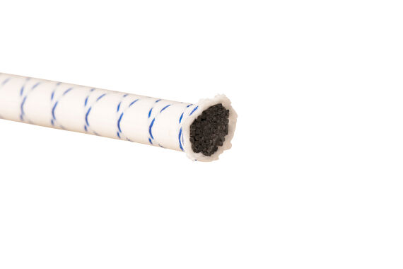 Gummikabel, 11 mm, weiss/blau, 2-fach umflochten