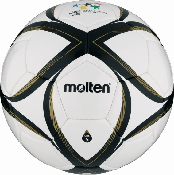 Molten Fußball "SchoolMasteR" l FXSM, Weiß/Schwarz/Gold, Größe 5