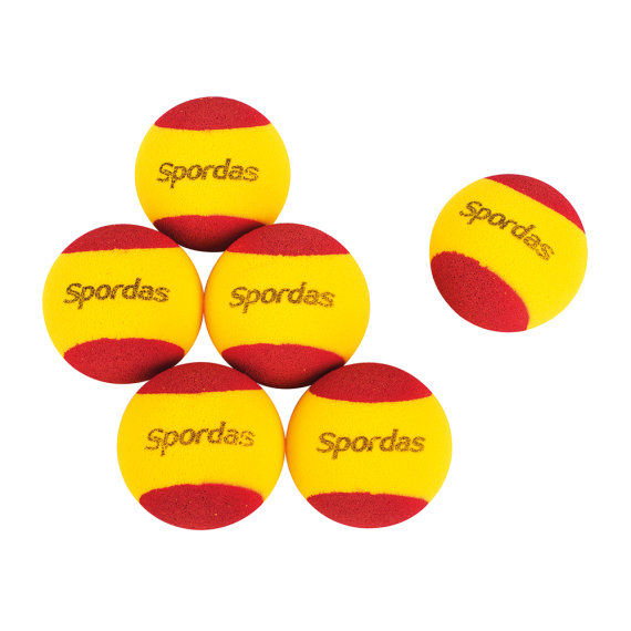 Spordas Schaumstoff-Tennisbälle, 6er-Set, Ø 7 cm