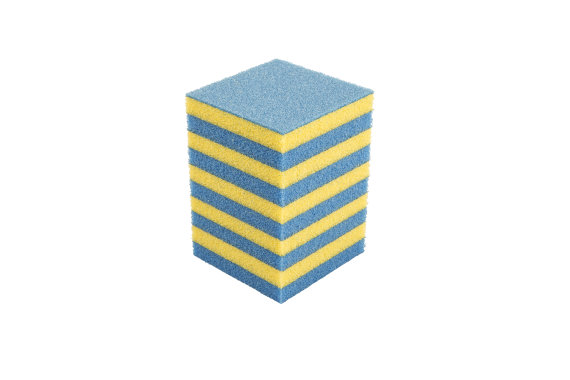 Bänfer PE Dämpfungsklotz, 7,5 x 7,5 x 10 cm, blau/gelb