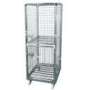 Geräte-Transportwagen aus verzinktem Stahl mit 2 Türen und 2 Zwischenböden, 72,4x81,5x160 cm, Stahlboden