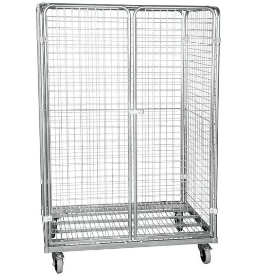 Geräte-Transportwagen aus verzinktem Stahl, 120x80 cm, Höhe 160,5 cm mit 2 Türen und 2 Zwischenböden