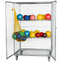 Geräte-Transportwagen aus verzinktem Stahl, 120x80 cm, Höhe 160,5 cm mit 2 Türen und 2 Zwischenböden