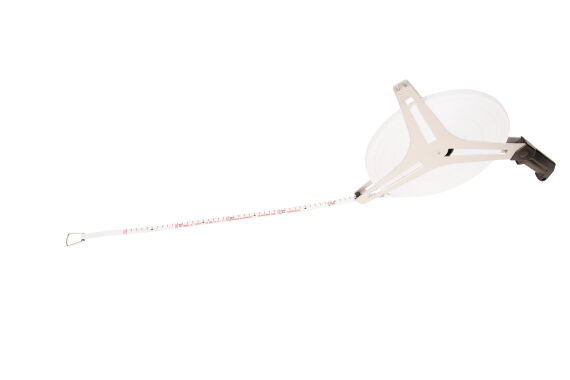 WEISS® Maßband auf Alu-Dreieck-Schrägrahmen, Glasfaser, einseitig ablesbar, 13 mm breit