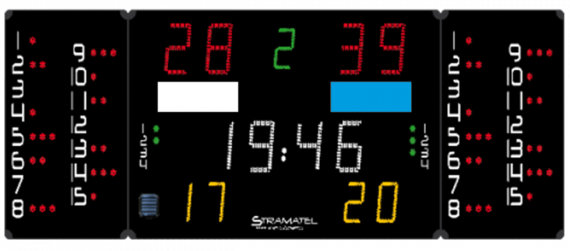 Stramatel Wasserball Anzeigetafel 452PB-Serie aus 3 Modulen, Indoor, Funkgesteuert