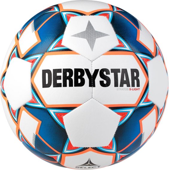 Derbystar Fußball (Jugendball) Stratos S-Light, weiss blau orange