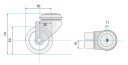Apparate-Doppel-Lenkrolle, Ø 50 mm mit Rückenloch, Gleitlager, Polyamid, Tragfähigkeit: 80 kg