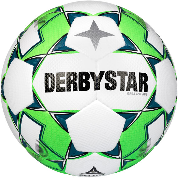 Derbystar Fußball (Spielball) Brillant APS v22, Größe 5, weiss grün grau