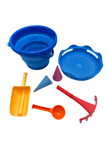 Schildkröt 7in1 Sand Toys Falteimer Set, blau