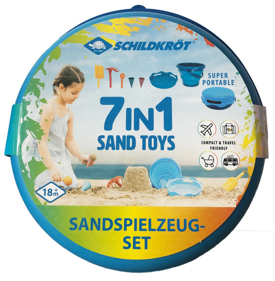 Schildkröt 7in1 Sand Toys Falteimer Set, blau