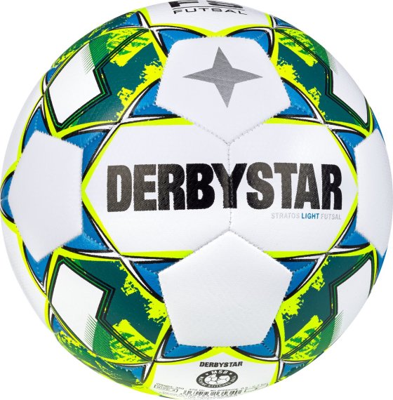 Derbystar Fußball (Futsalball) Futsal Stratos Light v23, weiss gelb blau, Gr. 4