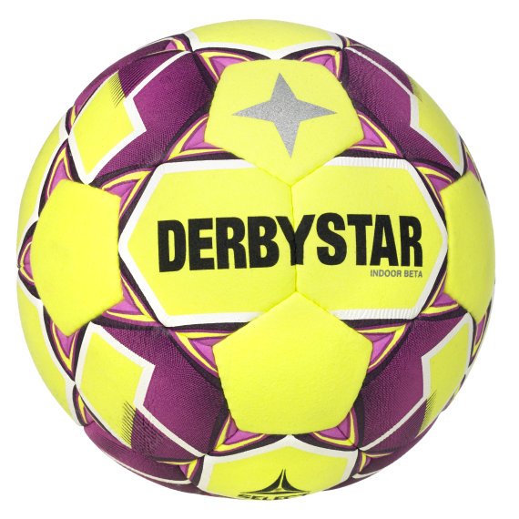 Derbystar Fußball (Hallenball) Indoor Beta v24, gelb lila