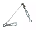 Eurotramp Kunststoffummanteltes Stahlseil für Ultimate, mit Spannschloss M10, Karabinerhaken, Schraubkettenglied, Drehwirbel, Gesamtlänge 82cm, Stahlseil 44cm